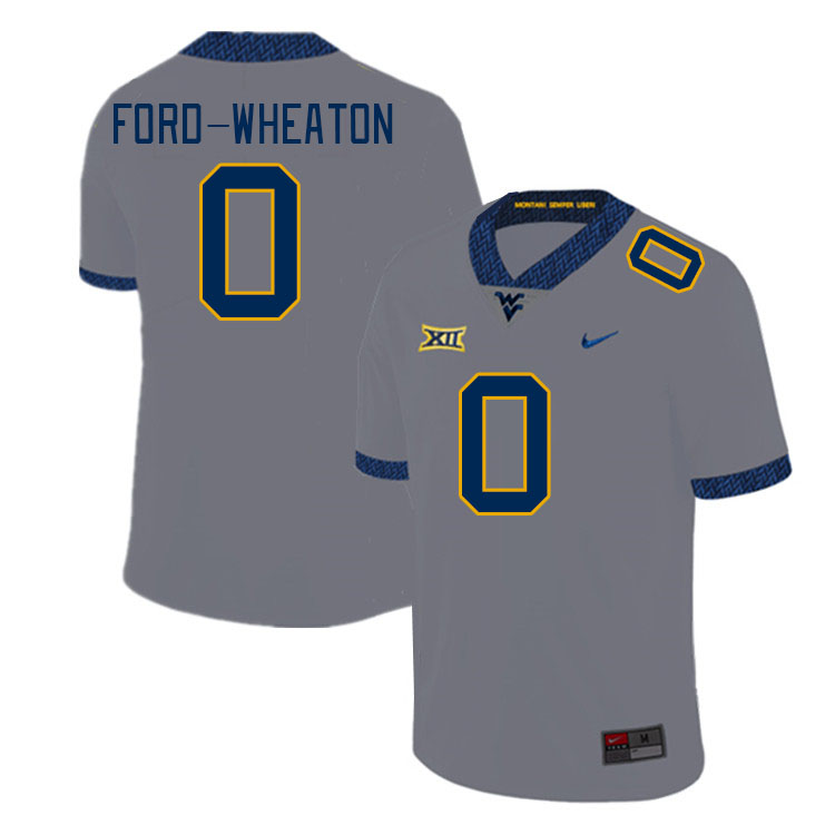 West Virginia Mountaineers #0 Bryce Ford-Wheaton College Football Jerseys Stitched Sale-Grey